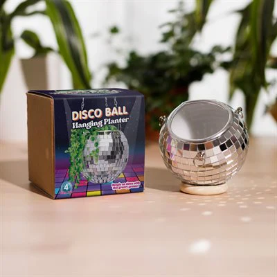 Disco Ball Hanging Planter - 4" Silver