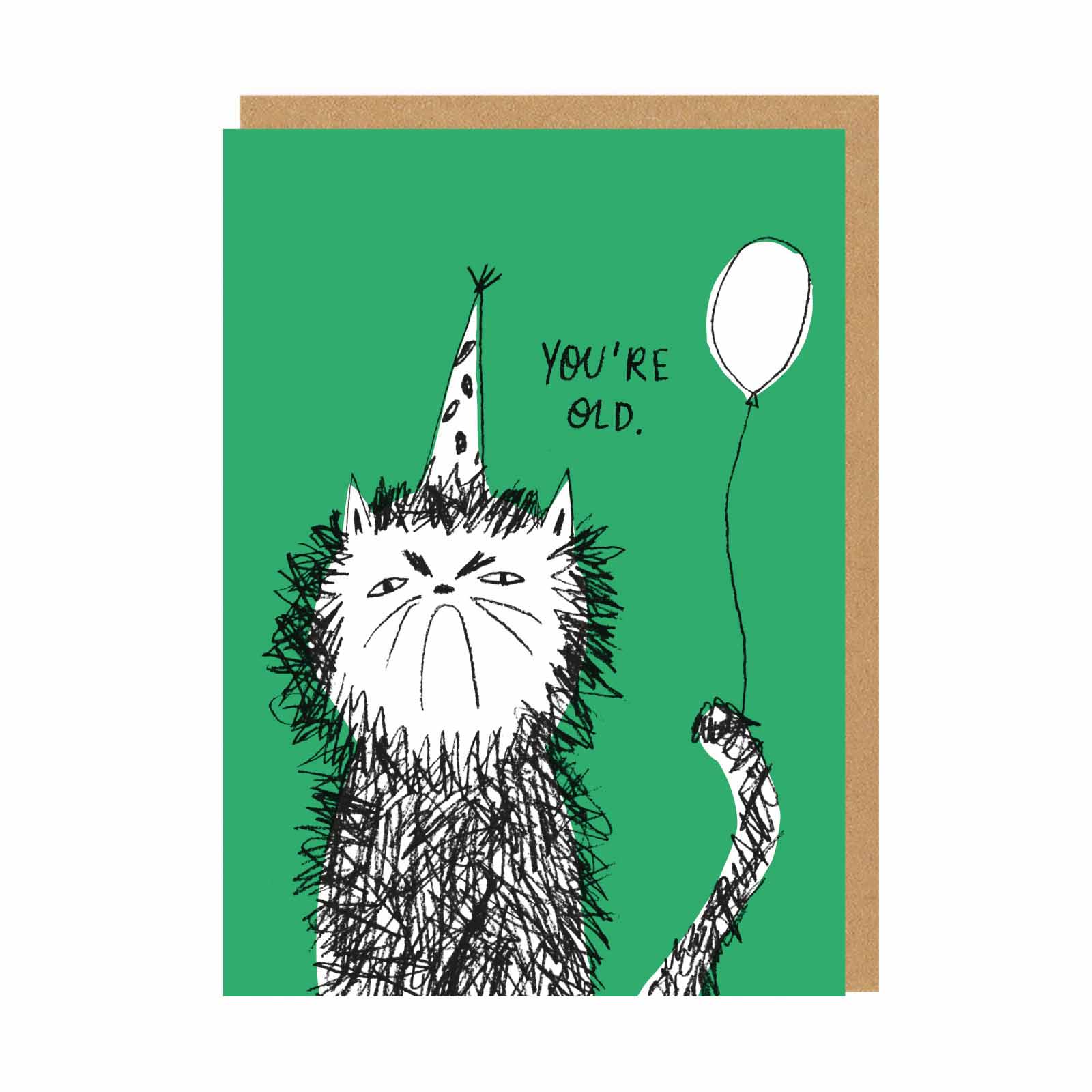 Ohh Deer Cards - You're Old Cat Birthday Card