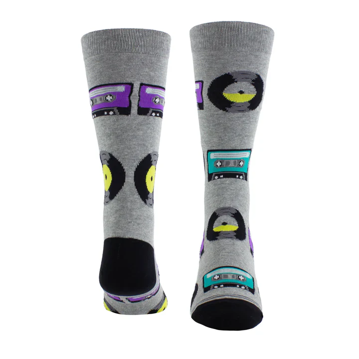 Perri Socks - RETRO VINYL & CASSETTE CREW KNIT IN SOCKS - One Size