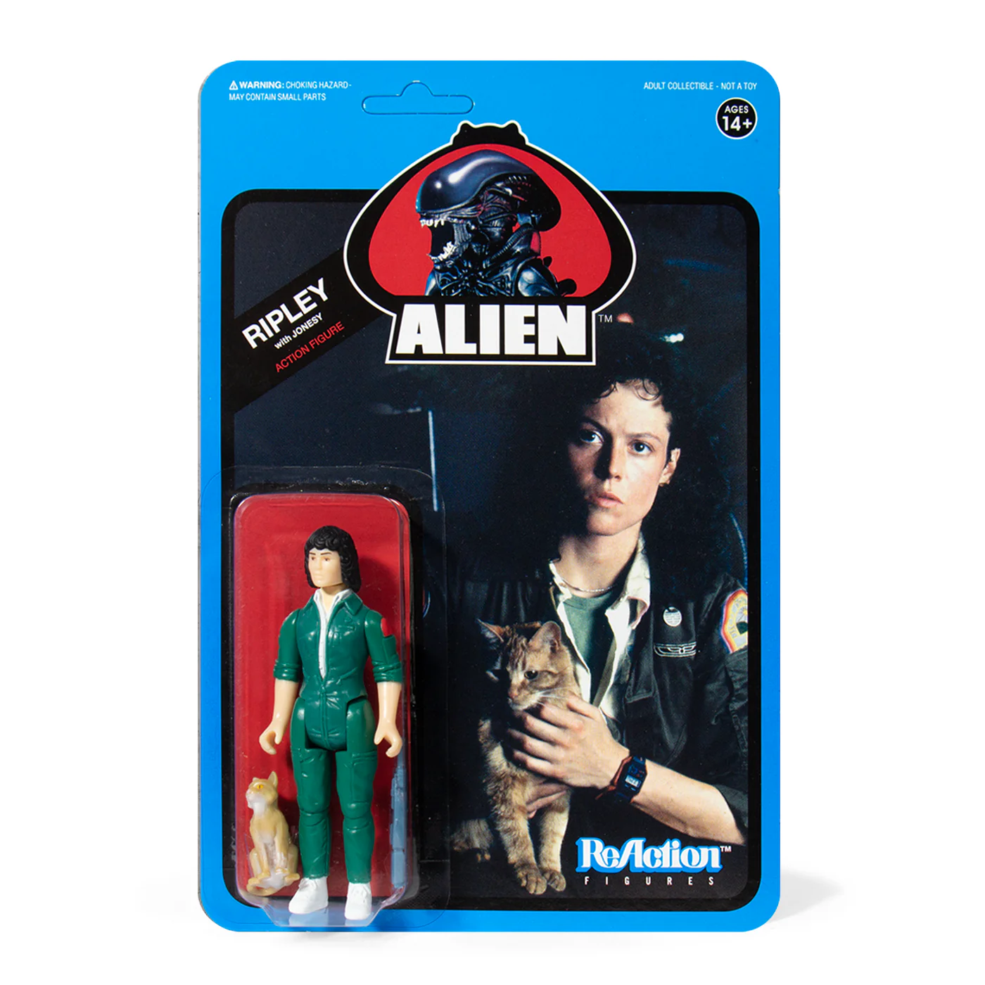 SUPER7 - Alien ReAction Figure Wave 3 - Ripley with Jonesy (Blue Card)