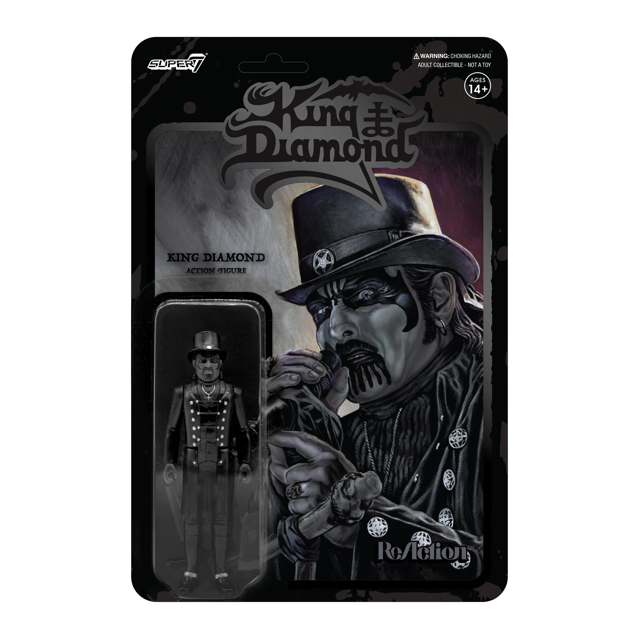 SUPER7 - King Diamond ReAction Figure - Top Hat (Midnight Black Metal)
