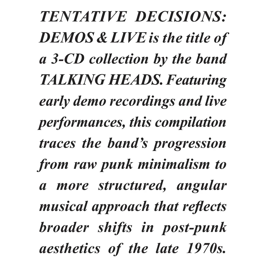 Talking Heads - Tentative Decisions: Demos & Live (Rhino) (New Vinyl)